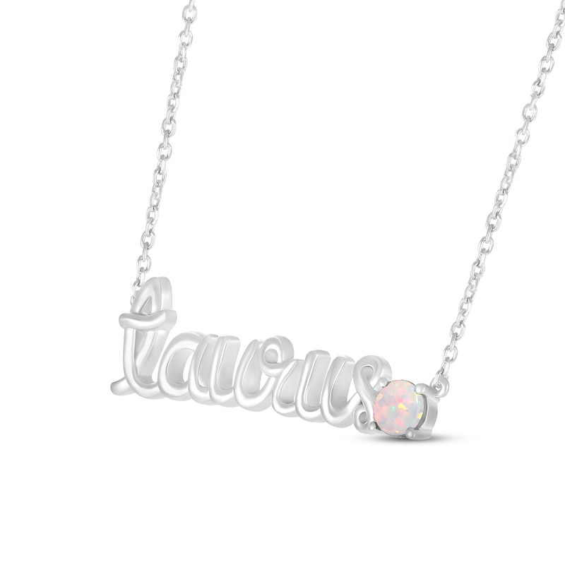 Main Image 2 of Lab-Created Opal Zodiac Taurus Necklace Sterling Silver 18&quot;