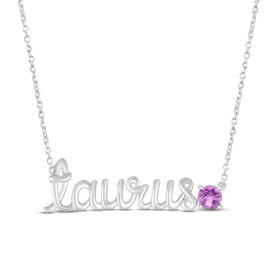 Amethyst Zodiac Taurus Necklace Sterling Silver 18"