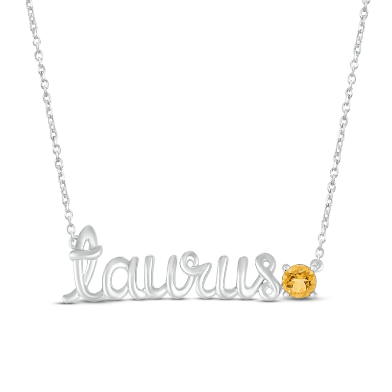 Main Image 1 of Citrine Zodiac Taurus Necklace Sterling Silver 18&quot;