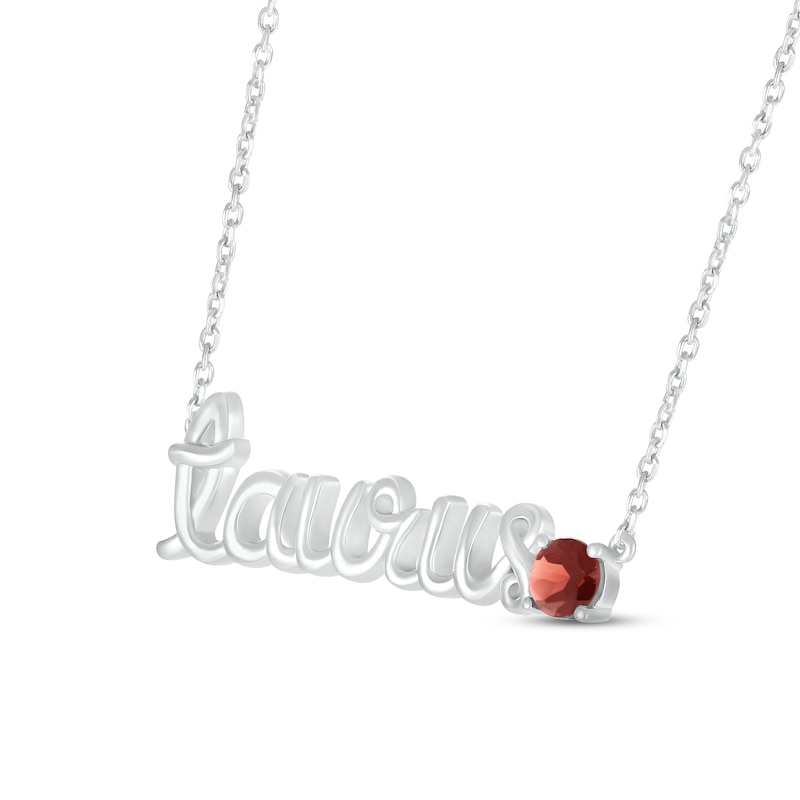 Main Image 2 of Garnet Zodiac Taurus Necklace Sterling Silver 18&quot;