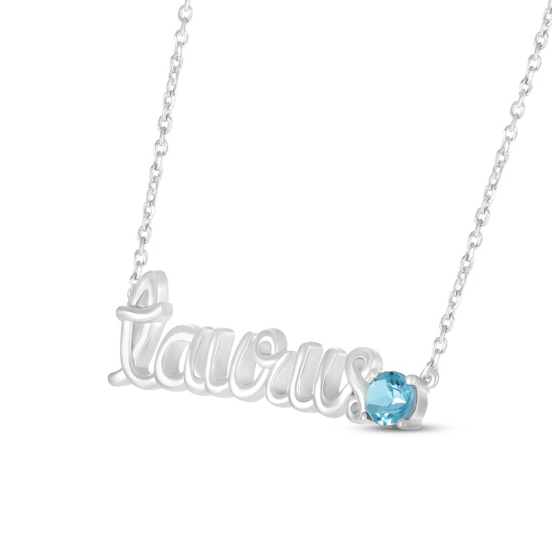 Main Image 2 of Swiss Blue Topaz Zodiac Taurus Necklace Sterling Silver 18&quot;