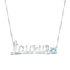 Aquamarine Zodiac Taurus Necklace Sterling Silver 18"