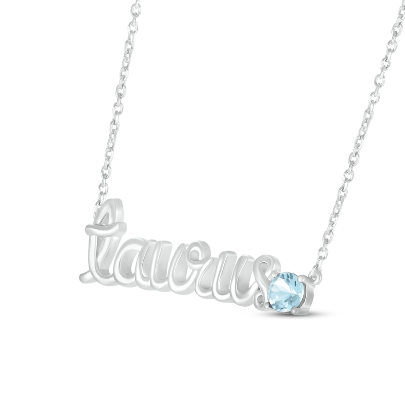Main Image 2 of Aquamarine Zodiac Taurus Necklace Sterling Silver 18&quot;