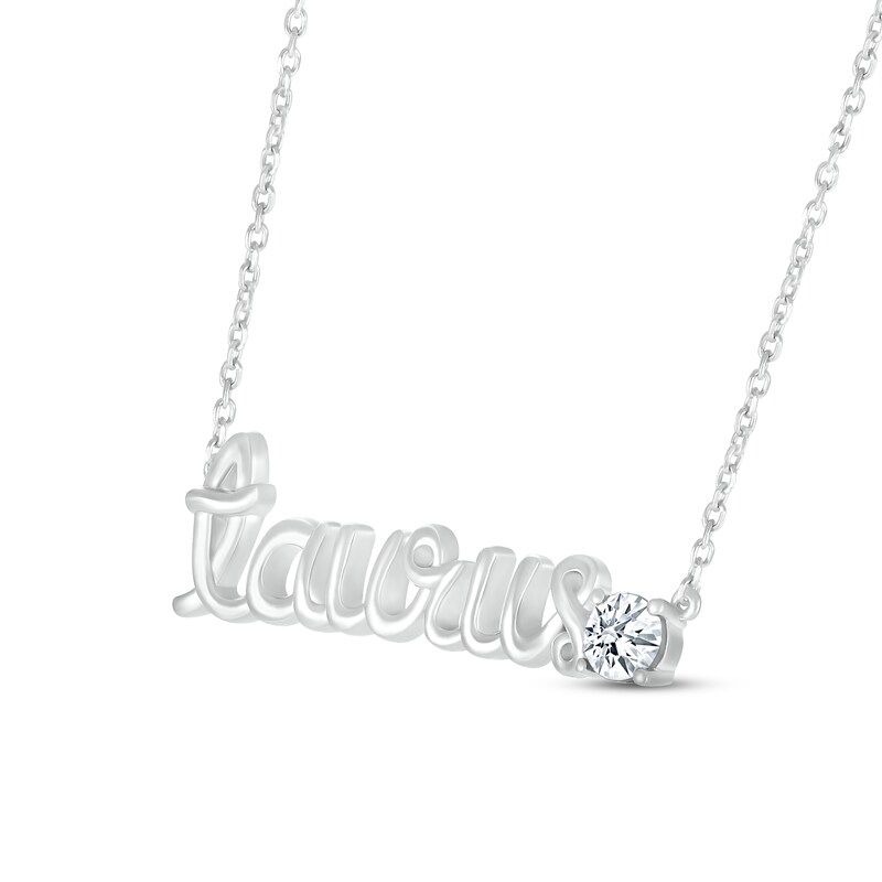 White Lab-Created Sapphire Zodiac Taurus Necklace 10K White Gold 18"