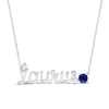 Thumbnail Image 0 of Blue Lab-Created Sapphire Zodiac Taurus Necklace 10K White Gold 18"