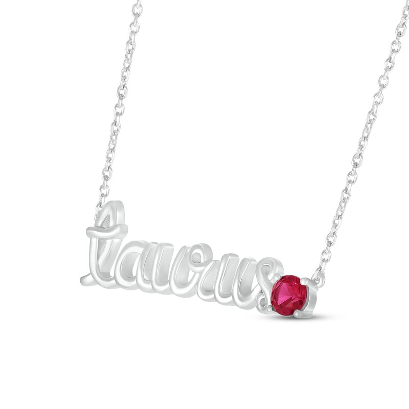 Main Image 2 of Lab-Created Ruby Zodiac Taurus Necklace 10K White Gold 18&quot;