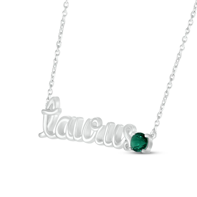 Lab-Created Emerald Zodiac Taurus Necklace 10K White Gold 18"