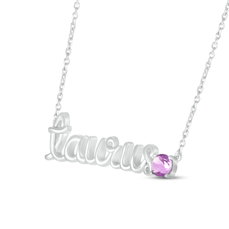 Main Image 2 of Amethyst Zodiac Taurus Necklace 10K White Gold 18"