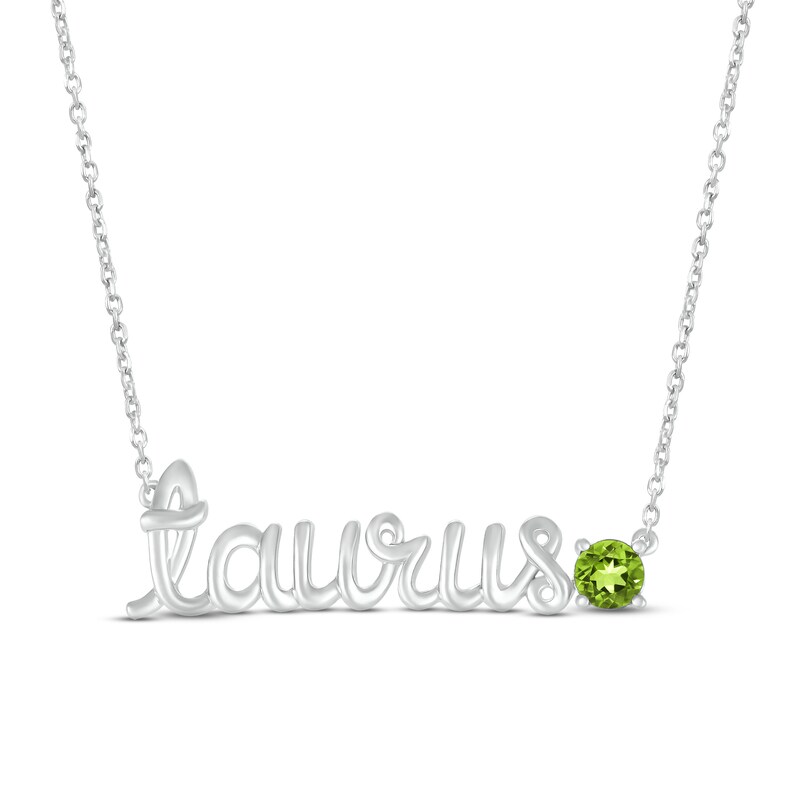 Main Image 1 of Peridot Zodiac Taurus Necklace 10K White Gold 18&quot;