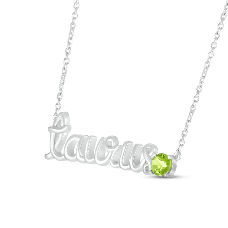 Main Image 2 of Peridot Zodiac Taurus Necklace 10K White Gold 18&quot;