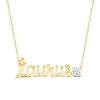 Thumbnail Image 0 of White Lab-Created Sapphire Zodiac Taurus Necklace 10K Yellow Gold 18"