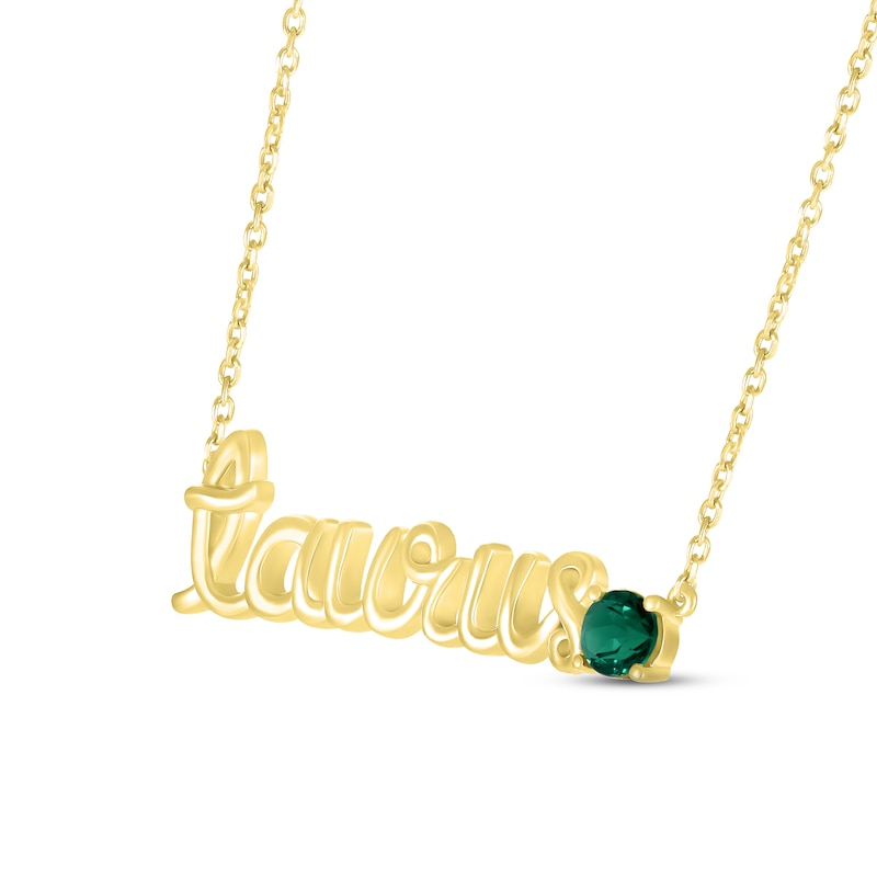 Main Image 2 of Lab-Created Emerald Zodiac Taurus Necklace 10K Yellow Gold 18&quot;