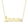 Thumbnail Image 1 of Lab-Created Opal Zodiac Taurus Necklace 10K Yellow Gold 18&quot;