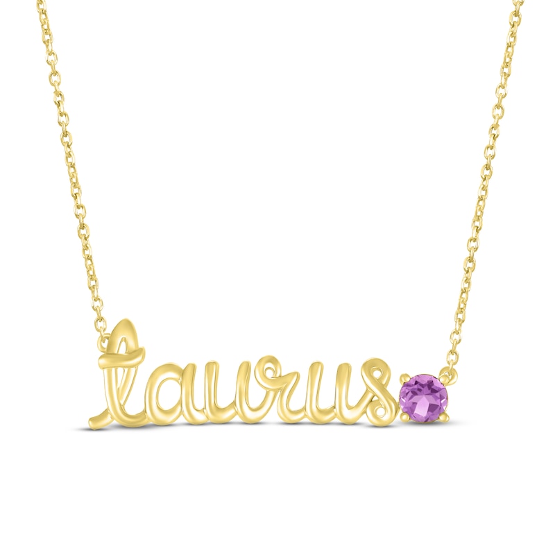 Main Image 1 of Amethyst Zodiac Taurus Necklace 10K Yellow Gold 18&quot;