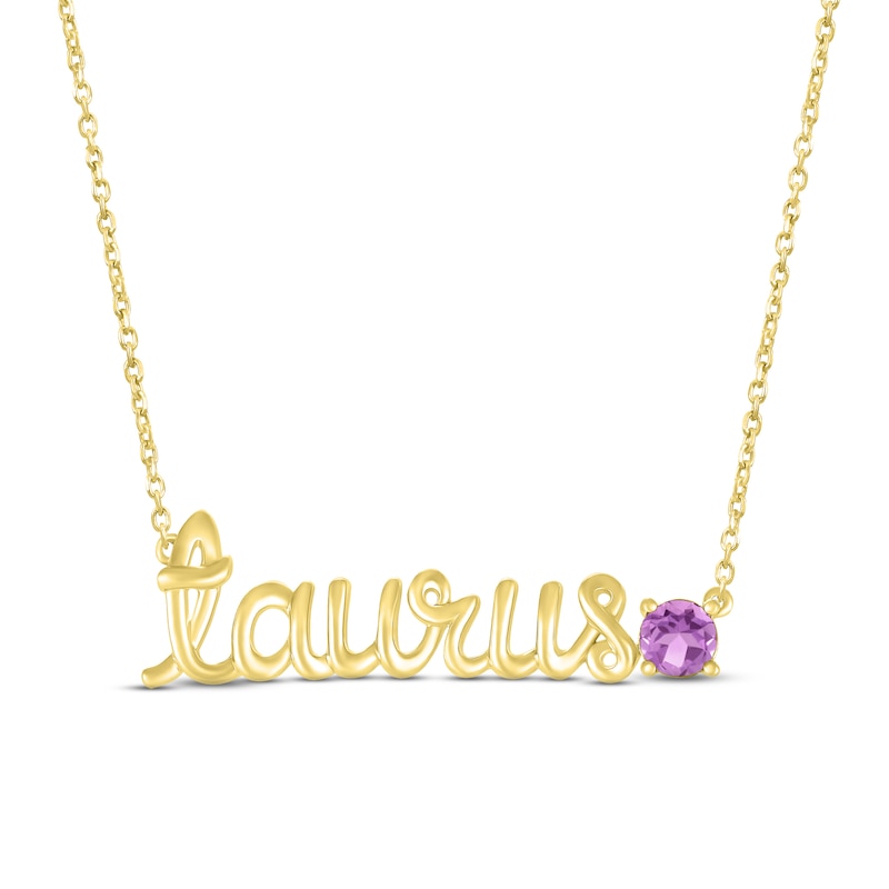 Amethyst Zodiac Taurus Necklace 10K Yellow Gold 18"