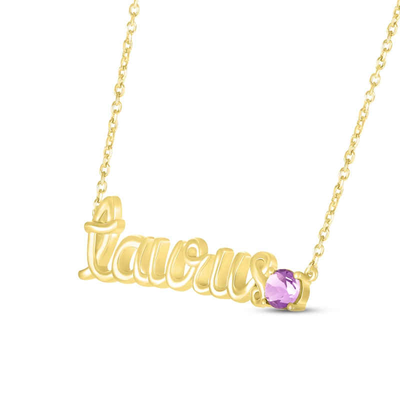 Amethyst Zodiac Taurus Necklace 10K Yellow Gold 18"