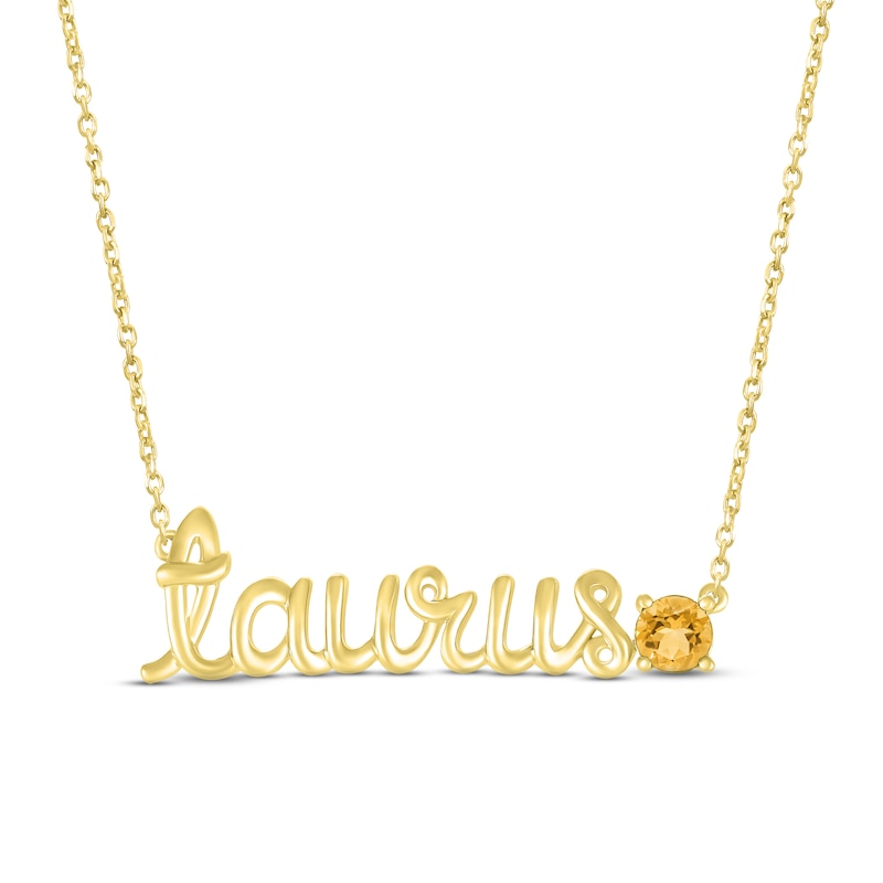 Citrine Zodiac Taurus Necklace 10K Yellow Gold 18"