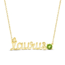 Peridot Zodiac Taurus Necklace 10K Yellow Gold 18"