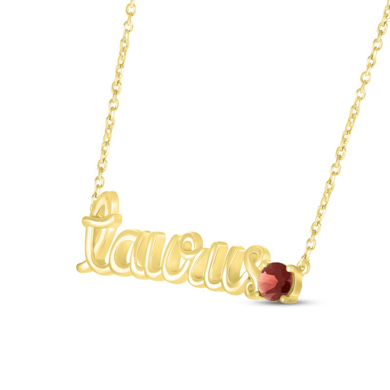 Main Image 2 of Garnet Zodiac Taurus Necklace 10K Yellow Gold 18&quot;