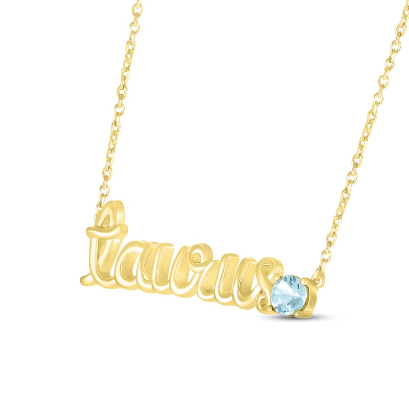 Main Image 2 of Aquamarine Zodiac Taurus Necklace 10K Yellow Gold 18&quot;