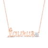 Thumbnail Image 1 of White Lab-Created Sapphire Zodiac Taurus Necklace 10K Rose Gold 18"