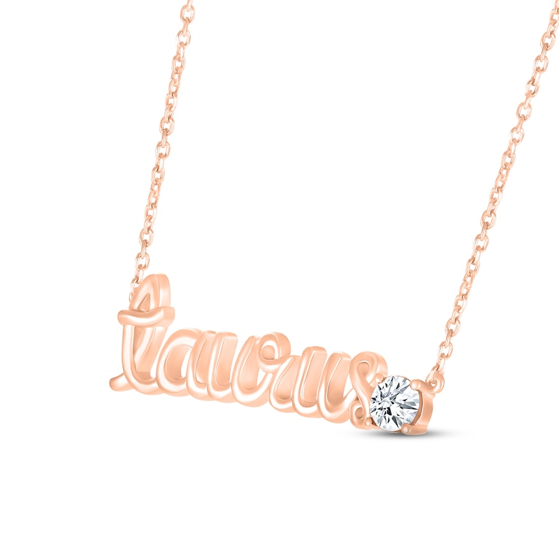 Main Image 2 of White Lab-Created Sapphire Zodiac Taurus Necklace 10K Rose Gold 18"