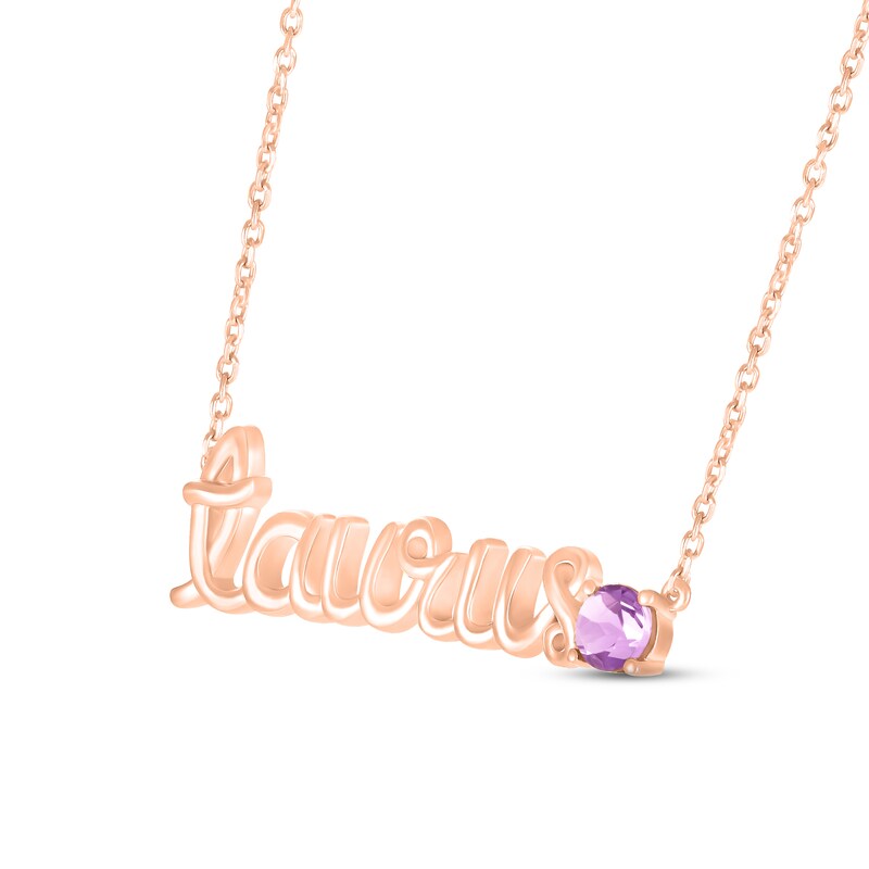 Main Image 2 of Amethyst Zodiac Taurus Necklace 10K Rose Gold 18