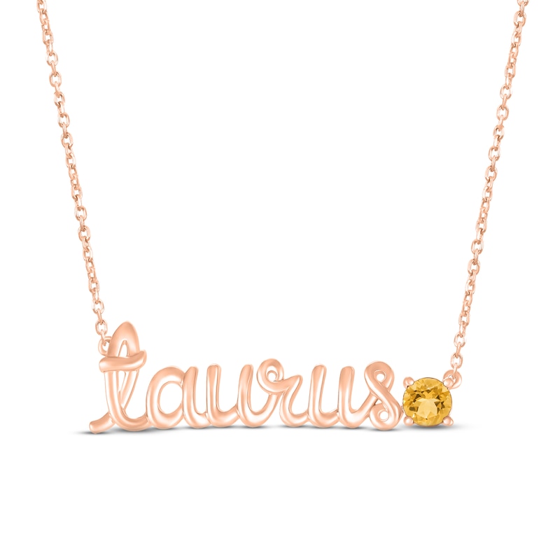 Main Image 1 of Citrine Zodiac Taurus Necklace 10K Rose Gold 18