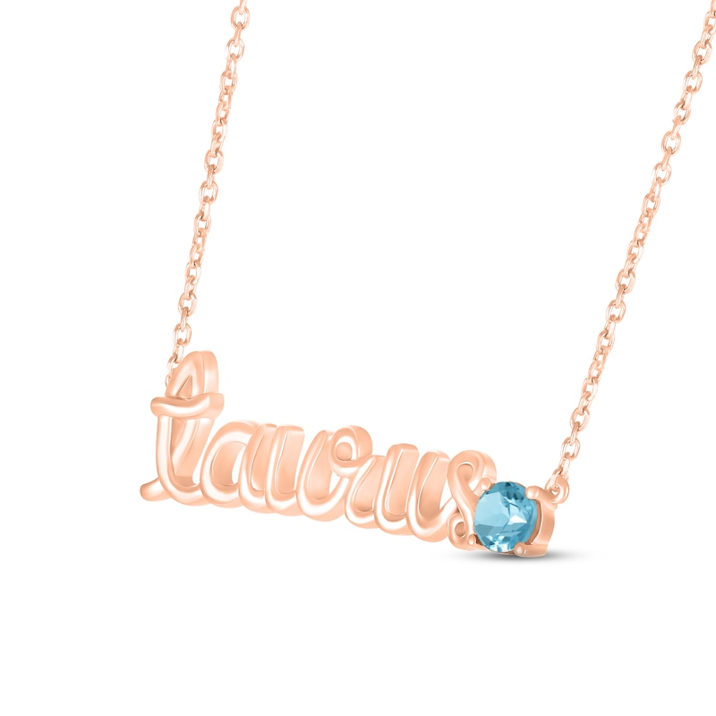 Main Image 2 of Swiss Blue Topaz Zodiac Taurus Necklace 10K Rose Gold 18