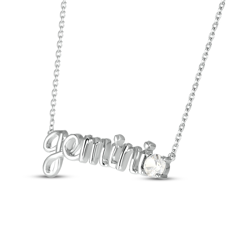 Main Image 2 of White Lab-Created Sapphire Zodiac Gemini Necklace Sterling Silver 18&quot;
