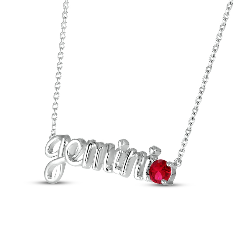 Lab-Created Ruby Zodiac Gemini Necklace Sterling Silver 18"