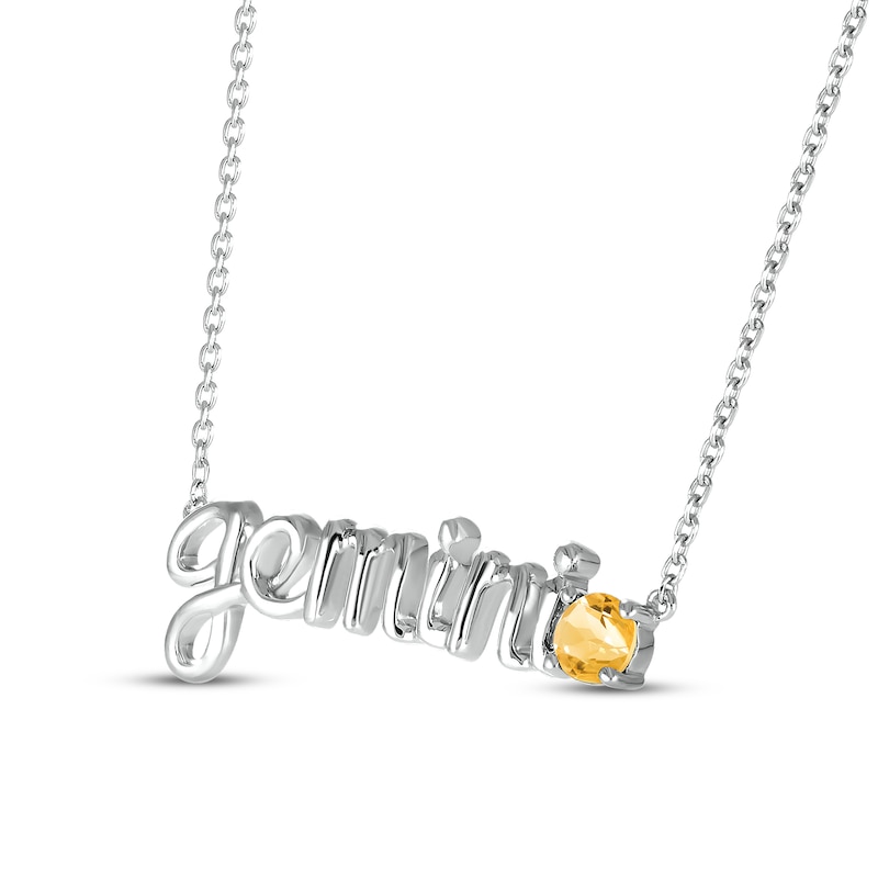 Citrine Zodiac Gemini Necklace Sterling Silver 18"