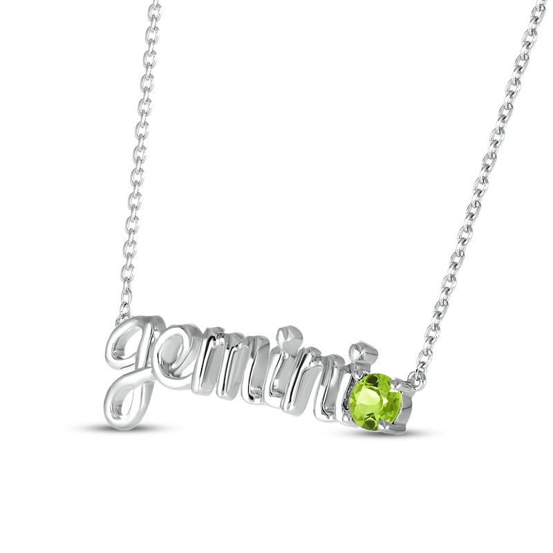 Peridot Zodiac Gemini Necklace Sterling Silver 18"