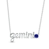Thumbnail Image 1 of Blue Lab-Created Sapphire Zodiac Gemini Necklace 10K White Gold 18"