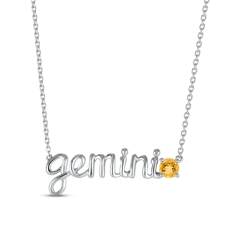 Main Image 1 of Citrine Zodiac Gemini Necklace 10K White Gold 18&quot;