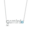 Swiss Blue Topaz Zodiac Gemini Necklace 10K White Gold 18"