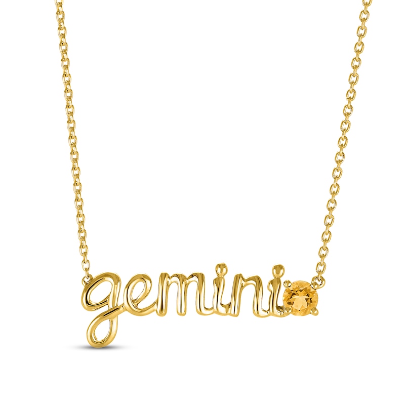 Main Image 1 of Citrine Zodiac Gemini Necklace 10K Yellow Gold 18&quot;
