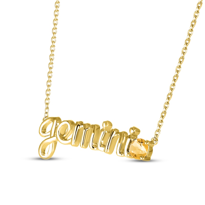 Citrine Zodiac Gemini Necklace 10K Yellow Gold 18"