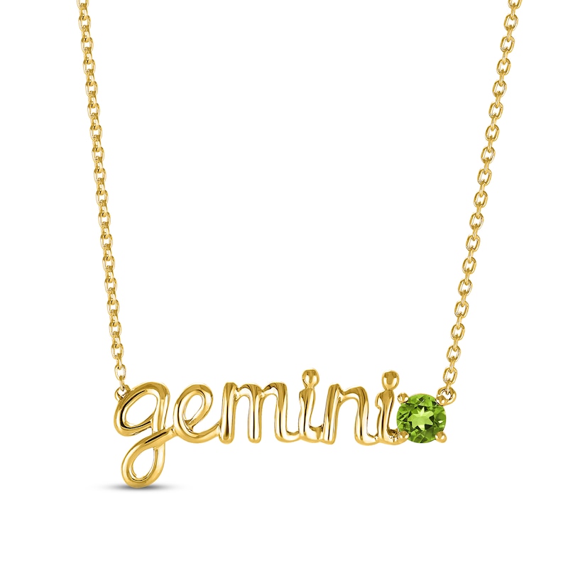 Main Image 1 of Peridot Zodiac Gemini Necklace 10K Yellow Gold 18"