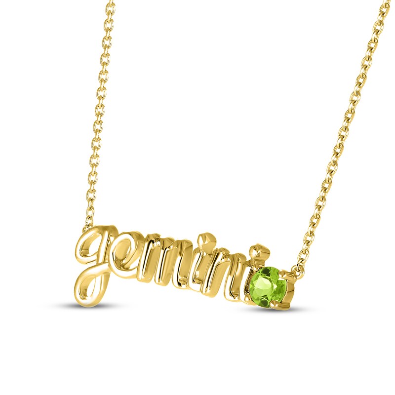 Main Image 2 of Peridot Zodiac Gemini Necklace 10K Yellow Gold 18"