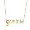 Aquamarine Zodiac Gemini Necklace 10K Yellow Gold 18"