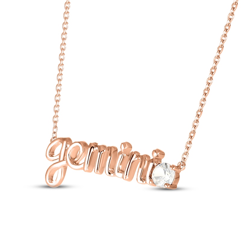 Main Image 2 of White Lab-Created Sapphire Zodiac Gemini Necklace 10K Rose Gold 18&quot;
