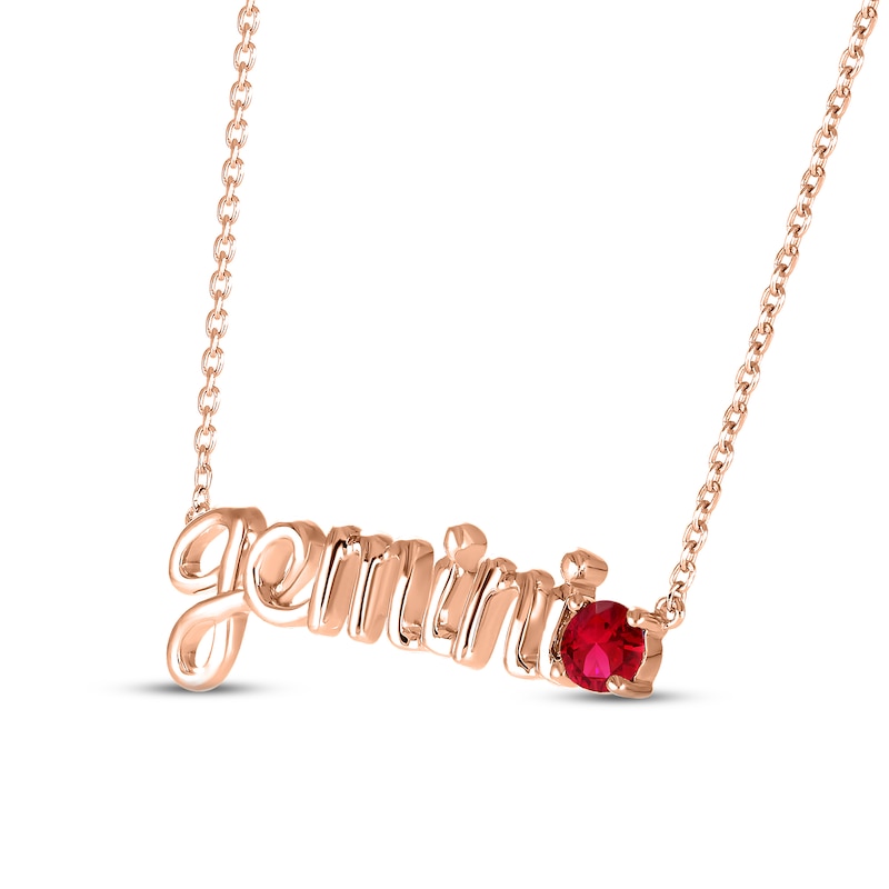 Main Image 2 of Lab-Created Ruby Zodiac Gemini Necklace 10K Rose Gold 18&quot;