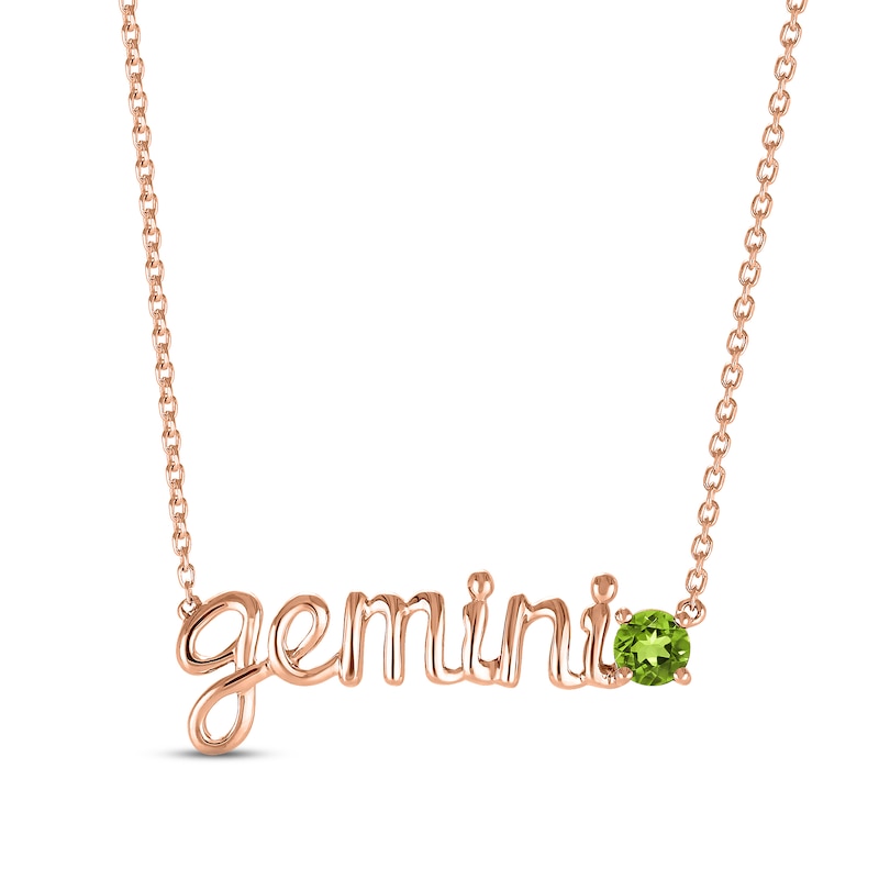 Main Image 1 of Peridot Zodiac Gemini Necklace 10K Rose Gold 18&quot;