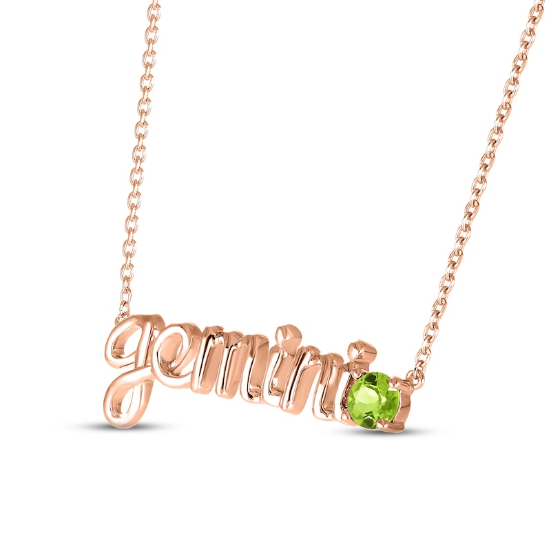 Main Image 2 of Peridot Zodiac Gemini Necklace 10K Rose Gold 18&quot;