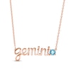 Swiss Blue Topaz Zodiac Gemini Necklace 10K Rose Gold 18"