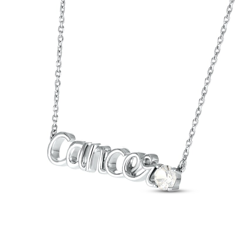 White Lab-Created Sapphire Zodiac Cancer Necklace Sterling Silver 18"