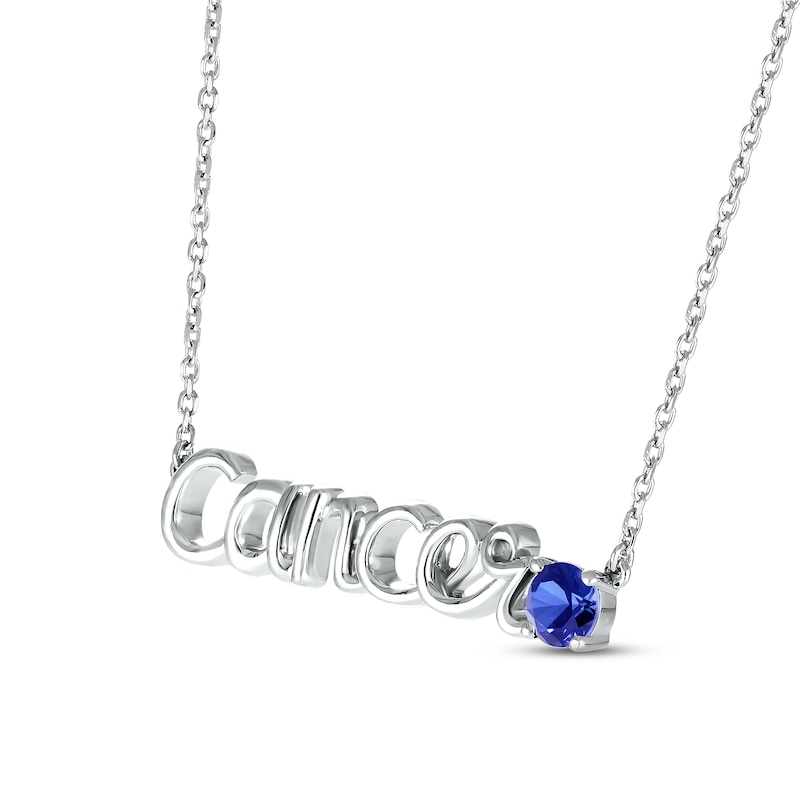 Main Image 2 of Blue Lab-Created Sapphire Zodiac Cancer Necklace Sterling Silver 18"
