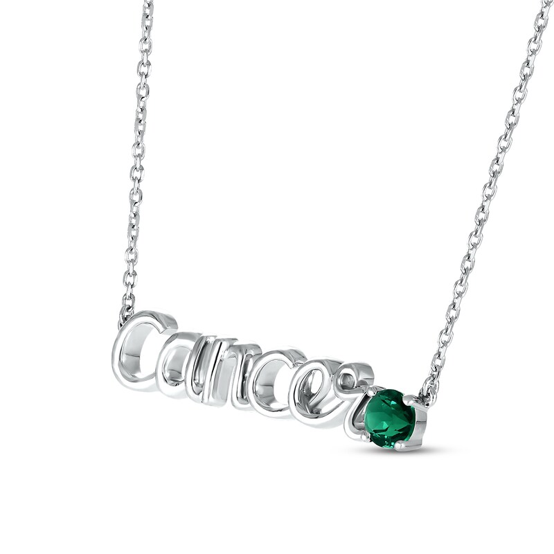 Main Image 2 of Lab-Created Emerald Zodiac Cancer Necklace Sterling Silver 18&quot;
