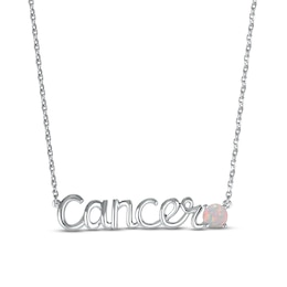 Lab-Created Opal Zodiac Cancer Necklace Sterling Silver 18"